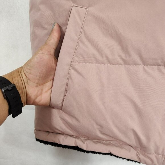 Sanctuary Reversible Down Vest Jacket Women Size L Black Pink Sleeveless FLAWS - Picture 4 of 12